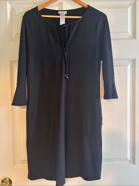 Women's black Dress with flutter sleeves. Can be worn as beach cover up or dress
